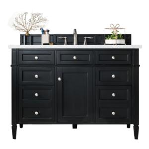 Brittany 48IN Single Vanity Black Onyx w/ 3 CM Eternal Jasmine Pearl Silestone Top