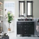 Brittany 60IN Double Vanity Black Onyx w/ 3 CM Carrara Marble Top