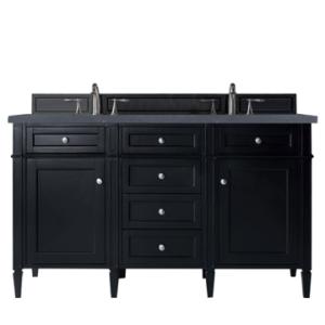 Brittany 60IN Double Vanity Black Onyx w/ 3 CM Charcoal Soapstone Silestone Top