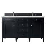 Brittany 60IN Double Vanity Black Onyx w/ 3 CM Ethereal Noctis Silestone Top