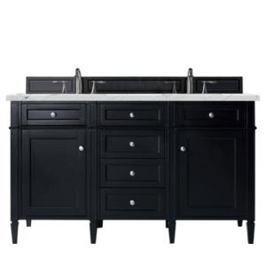 Brittany 60IN Double Vanity Black Onyx w/ 3 CM Ethereal Noctis Silestone Top