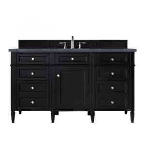 Brittany 60IN Single Vanity Black Onyx w/ 3 CM Charcoal Soapstone Silestone Top
