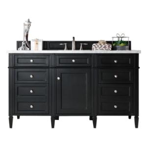Brittany 60IN Single Vanity Black Onyx w/ 3 CM Eternal Jasmine Pearl Silestone Top