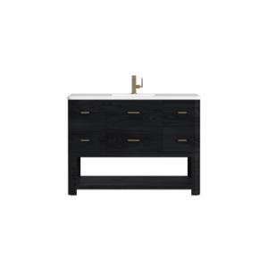 Lucian 48IN Single Vanity Carbon Oak w/ 3 CM White Zeus Silestone Top