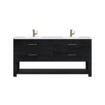 Lucian 72IN Double Vanity Carbon Oak w/ 3 CM White Zeus Silestone Top