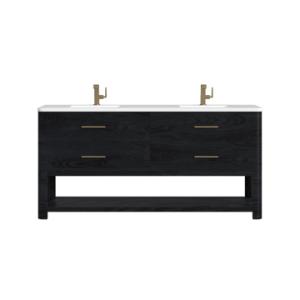 Lucian 72IN Double Vanity Carbon Oak w/ 3 CM White Zeus Silestone Top