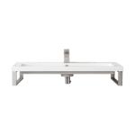 Two Boston 15.25IN Wall Brackets Brushed Nickel w/ 31.5IN White Glossy Composite Stone Top