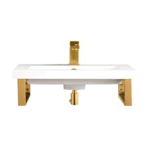 Two Boston 15.25IN Wall Brackets Radiant Gold w/ 20IN White Glossy Composite Stone Top