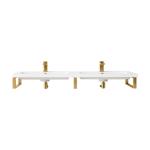 Three Boston 18IN Wall Brackets Radiant Gold w/ 47IN White Glossy Composite Stone Top