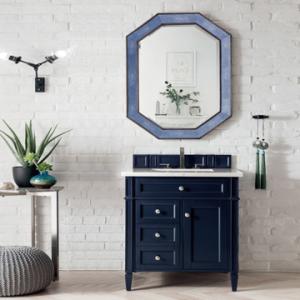 Brittany 30IN Single Vanity Victory Blue w/ 3 CM Eternal Jasmine Pearl Silestone Top