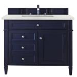 Brittany 36IN Single Vanity Victory Blue w/ 3 CM Eternal Jasmine Pearl Silestone Top