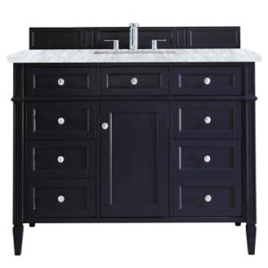 Brittany 48IN Single Vanity Victory Blue w/ 3 CM Carrara Marble Top
