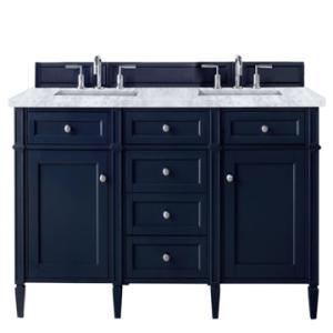 Brittany 60IN Double Vanity Victory Blue w/ 3 CM Carrara Marble Top