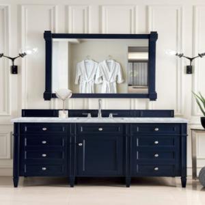 Brittany 60IN Single Vanity Victory Blue w/ 3 CM Carrara Marble Top