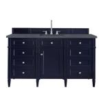 Brittany 60IN Single Vanity Victory Blue w/ 3 CM Charcoal Soapstone Silestone Top
