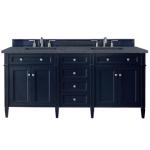 Brittany 72IN Double Vanity Victory Blue w/ 3 CM Charcoal Soapstone Silestone Top
