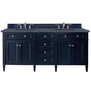 Brittany 72IN Double Vanity Victory Blue w/ 3 CM Charcoal Soapstone Silestone Top
