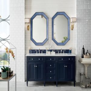 Brittany 72IN Double Vanity Victory Blue w/ 3 CM Eternal Jasmine Pearl Silestone Top