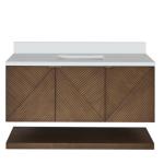 Marcello 48IN Single Vanity Chestnut w/ Single Hole 3 CM White Zeus Silestone Top & Backsplash