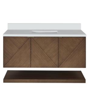 Marcello 48IN Single Vanity Chestnut w/ Single Hole 3 CM White Zeus Silestone Top & Backsplash