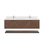Marcello 72IN Double Vanity Chestnut w/ Single Hole 3 CM White Zeus Top & Backsplash