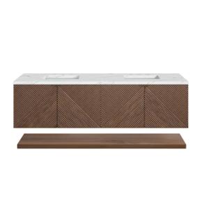 Marcello 72IN Double Vanity Chestnut w/ 3 CM Ethereal Noctis Top