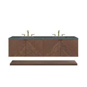 Marcello 72IN Double Vanity Chestnut w/ 3 CM Parisien Bleu Top