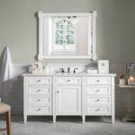 Brittany 60IN Single Vanity Bright White w/ 3 CM Carrara Marble Top