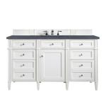 Brittany 60IN Single Vanity Bright White w/ 3 CM Charcoal Soapstone Silestone Top