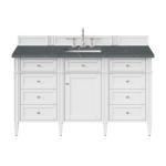 Brittany 60IN Single Vanity Bright White w/ 3 CM Parisien Bleu Silestone Top