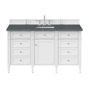 Brittany 60IN Single Vanity Bright White w/ 3 CM Parisien Bleu Silestone Top
