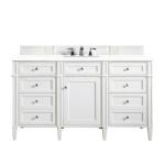 Brittany 60IN Single Vanity Bright White w/ 3 CM White Zeus Silestone Top