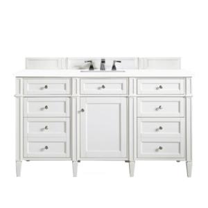 Brittany 60IN Single Vanity Bright White w/ 3 CM White Zeus Silestone Top