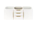 Columbia 59IN Double Wall Mount Vanity Cabinet Glossy White Radiant Gold