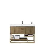 Columbia 72IN Single Vanity Latte Oak Radiant Gold w/ Glossy White Composite Stone Top