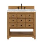 Malibu 36IN Single Vanity Amber Birch w/ 3 CM Carrara Marble Top