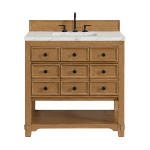 Malibu 36IN Single Vanity Amber Birch w/ 3 CM Ethereal Noctis Top