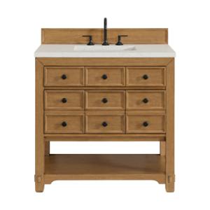 Malibu 36IN Single Vanity Amber Birch w/ 3 CM Lime Delight Top