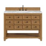 Malibu 48IN Single Vanity Amber Birch w/ 3 CM Carrara White Marble Top