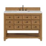 Malibu 48IN Single Vanity Amber Birch w/ 3 CM Eternal Jasmine Pearl Silestone Top