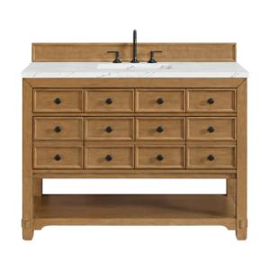 Malibu 48IN Single Vanity Amber Birch w/ 3 CM Ethereal Noctis Silestone Top