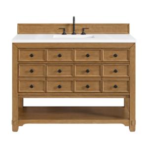 Malibu 48IN Single Vanity Amber Birch w/ 3 CM White Zeus Silestone Top