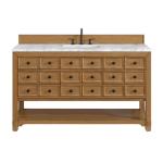 Malibu 60IN Single Vanity Amber Birch w/ 3 CM Carrara Marble Top