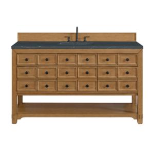 Malibu 60IN Single Vanity Amber Birch w/ 3 CM Charcoal Soapstone Top