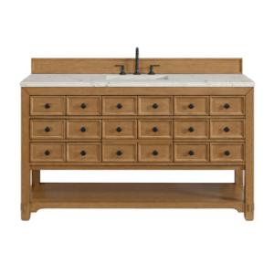 Malibu 60IN Single Vanity Amber Birch w/ 3 CM Victorian Silver Top