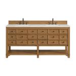 Malibu 72IN Double Vanity Amber Birch w/ 3 CM Ethereal Noctis Top
