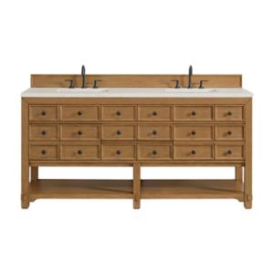 Malibu 72IN Double Vanity Amber Birch w/ 3 CM Lime Delight Top