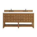 Malibu 72IN Double Vanity Amber Birch w/ 3 CM White Zeus Top
