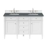 Brittany 60IN Double Vanity Bright White w/ 3 CM Parisien Bleu Silestone Top