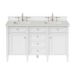 Brittany 60IN Double Vanity Bright White w/ 3 CM Lime Delight Silestone Top